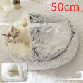 Charger l'image dans la visionneuse de la galerie, Lit 2 en 1 pour chien et chat - Lit d'hiver rond en peluche chaud pour animaux de compagnie - Lit doux et long en peluche pour animaux de compagnie
