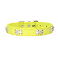 Load image into Gallery viewer, Light blue PU leather dog collar with silver bone studs
