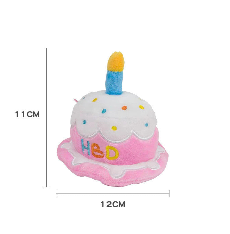 Pink Plush Dog Cake Hat