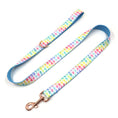 Load image into Gallery viewer, Extended view of leash with heart print and rose gold clasp
