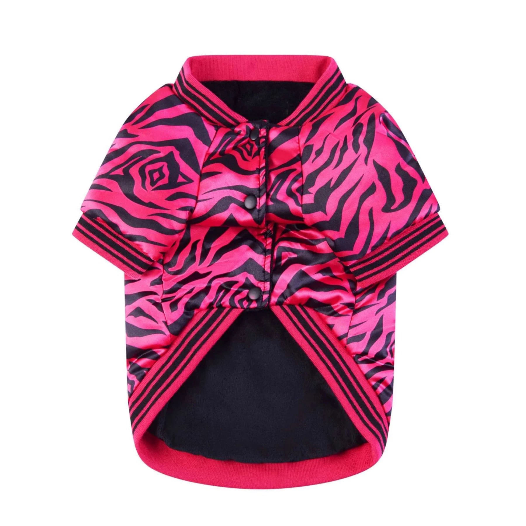Hot pink zebra dog jacket