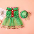 Load image into Gallery viewer, Pet Green Gauze Skirt Hat Suit Cute Dog Holiday Clothing
