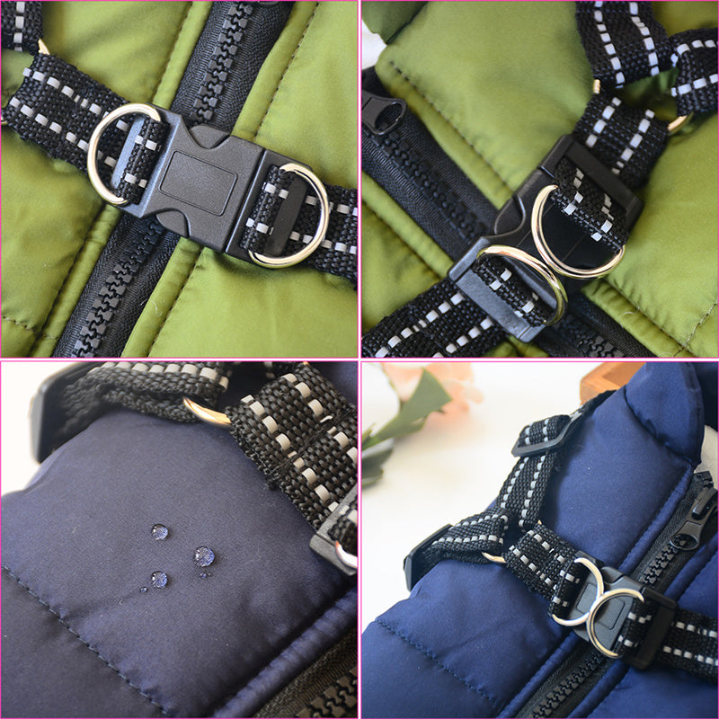 Ropa impermeable para perros, abrigo de invierno para perros con arnés, ropa cálida para mascotas, chaqueta para perros grandes, abrigo para chihuahua y labrador, disfraz