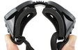 Load image into Gallery viewer, Side view close-up showing black pet goggles' strap attachment
