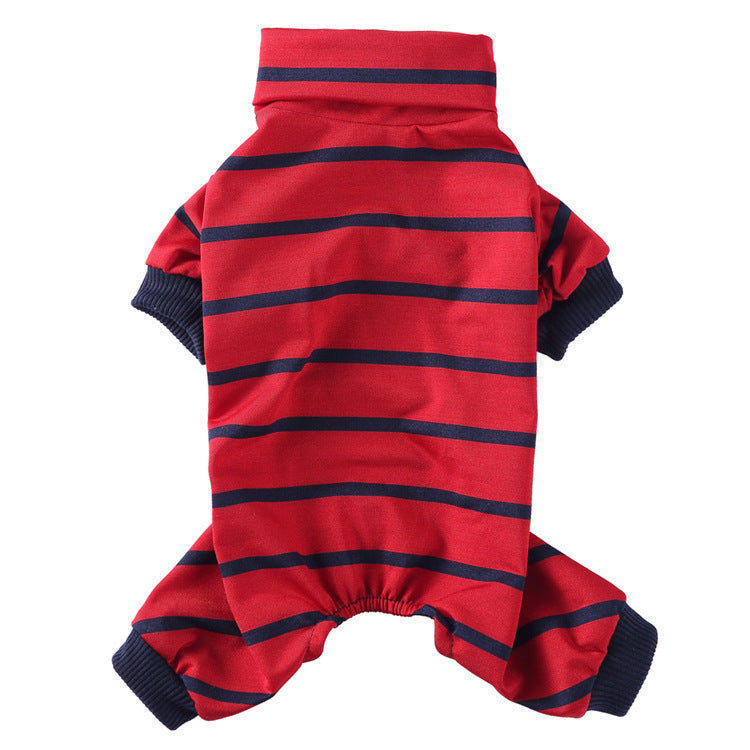 Striped High Collar Dog Pajamas