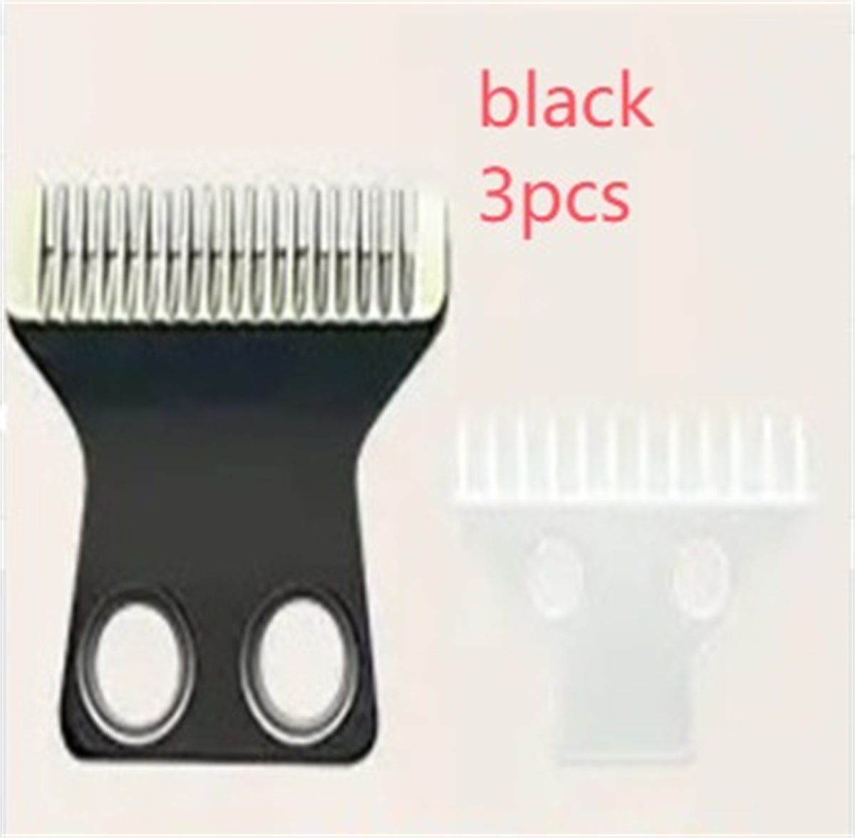 Black clipper blade with protective white plastic guard, pack of three