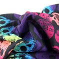 Charger l'image dans la visionneuse de la galerie, Close-up detail of soft cotton fabric with colorful rainbow skull pattern
