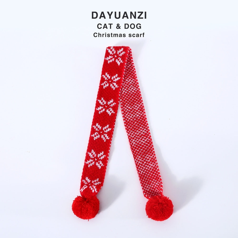 Knitted Wool Plaid Snowflake Santa Claus Scarf