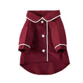 Charger l'image dans la visionneuse de la galerie, Wine red pet pajamas shirt shown on a white background with collar and buttons
