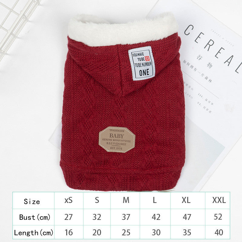 Autumn and Winter Thick Warm Hooded Sweater Pet Clothing