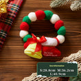 Load image into Gallery viewer, Plush Christmas collar with red and green felt balls featuring festive golden bells and a stocking ornament embroidered with 'Merry Christmas'
