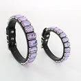 Load image into Gallery viewer, Close-up of light purple rhinestone PU pet collars in two sizes on a white background
