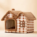Cargar la imagen en la vista de la galería, Casa plegable para perros, cama para gatos, casa de invierno para perros, caseta para dormir, nido extraíble, cueva cerrada cálida, sofá, suministros para mascotas
