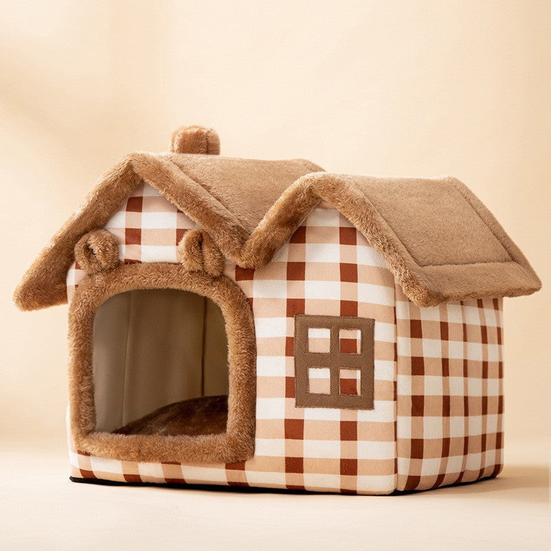 Casa plegable para perros, cama para gatos, casa de invierno para perros, caseta para dormir, nido extraíble, cueva cerrada cálida, sofá, suministros para mascotas