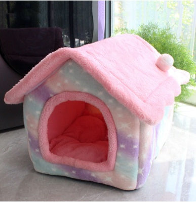 Casa plegable para perros, cama para gatos, casa de invierno para perros, caseta para dormir, nido extraíble, cueva cerrada cálida, sofá, suministros para mascotas