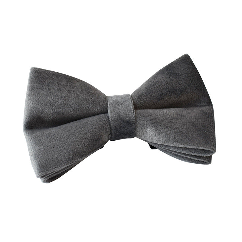 Isolated gray velvet bow tie for dog collar