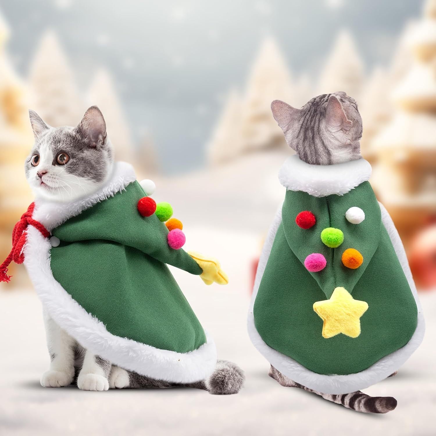 Pet Christmas Tree Cape With Velvet Stars