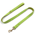 Load image into Gallery viewer, Spread out matcha green velvet leash with padded handle and gold clasp
