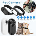 Load image into Gallery viewer, Two pet collars and cameras shown with kittens wearing collars; icons highlighting HD features
