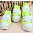 Charger l'image dans la visionneuse de la galerie, Neon green mini canvas dog sneakers with white laces displayed on neutral background
