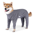 Load image into Gallery viewer, Shiba Inu wearing solid gray full-coverage four-legged dog pajamas standing
