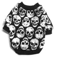 Charger l'image dans la visionneuse de la galerie, Flat lay of black and white distressed skull print dog shirt with black trims
