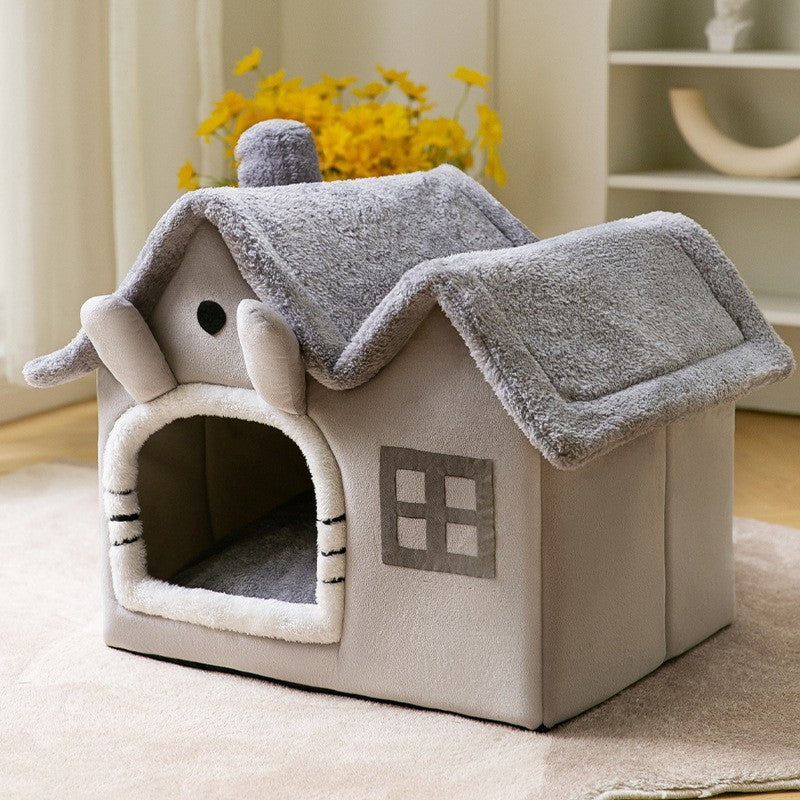 Casa plegable para perros, cama para gatos, casa de invierno para perros, caseta para dormir, nido extraíble, cueva cerrada cálida, sofá, suministros para mascotas