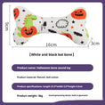 Cargar la imagen en la vista de la galería, White Halloween bone toy with green dinosaur and pumpkin patterns, dimensions shown
