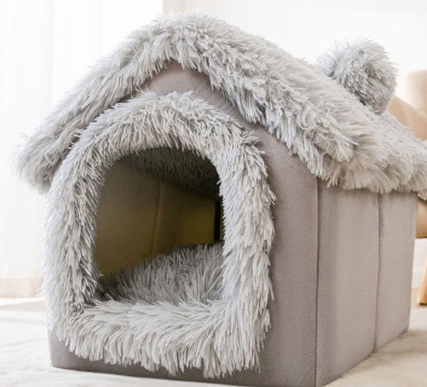 Casa plegable para perros, cama para gatos, casa de invierno para perros, caseta para dormir, nido extraíble, cueva cerrada cálida, sofá, suministros para mascotas