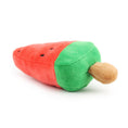 Load image into Gallery viewer, Single watermelon plush dog toy displayed from side angle showcasing vibrant colors and soft fabric
