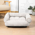 Charger l'image dans la visionneuse de la galerie, Light gray velvet pet sofa bed with tufted cushion and rounded padded sides
