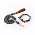 Load image into Gallery viewer, Cotton Rope Woven Leather Pet Leash Collar Set Medium Large Dog Walking
