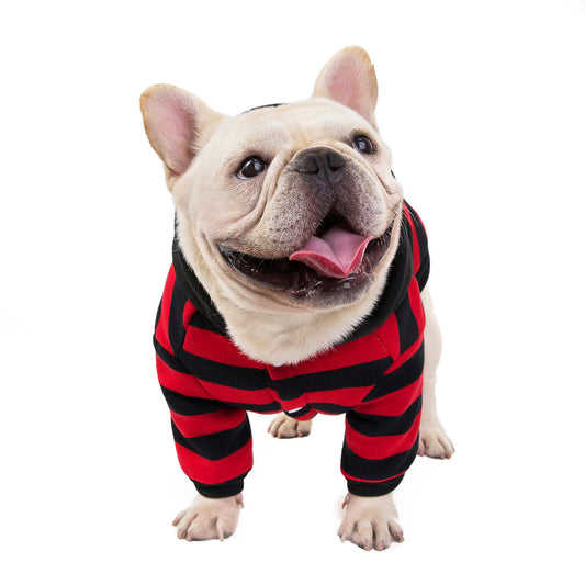 Pet Clothes Autumn And Winter  Striped Two-leg Cotton Coat