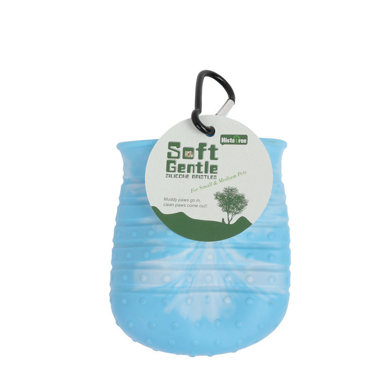 Blue paw cleaner cup for small and medium pets with hang tag