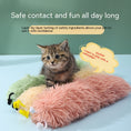 Load image into Gallery viewer, Kitten sitting on pink and beige plush caterpillar cat toys with text highlighting safety and fun
