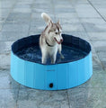 Load image into Gallery viewer, Husky standing inside filled blue foldable dog pool
