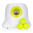 Load image into Gallery viewer, Front view of ball launcher with three yellow tennis balls positioned in front
