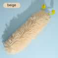 Load image into Gallery viewer, Beige plush caterpillar cat toy displayed on blue background with yellow antennae
