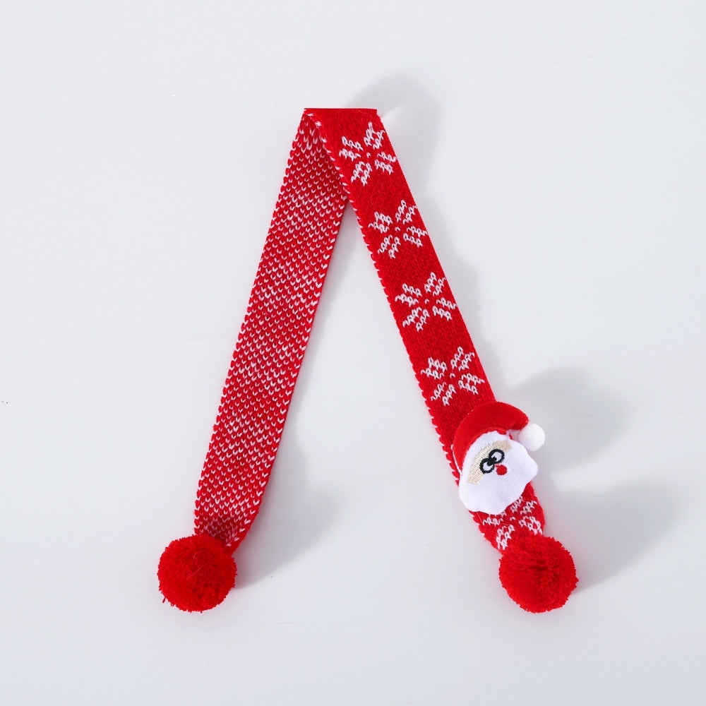 Knitted Wool Plaid Snowflake Santa Claus Scarf