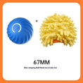 Cargar la imagen en la vista de la galería, Blue LED jumping ball with yellow plush sea urchin cover labeled 67MM size
