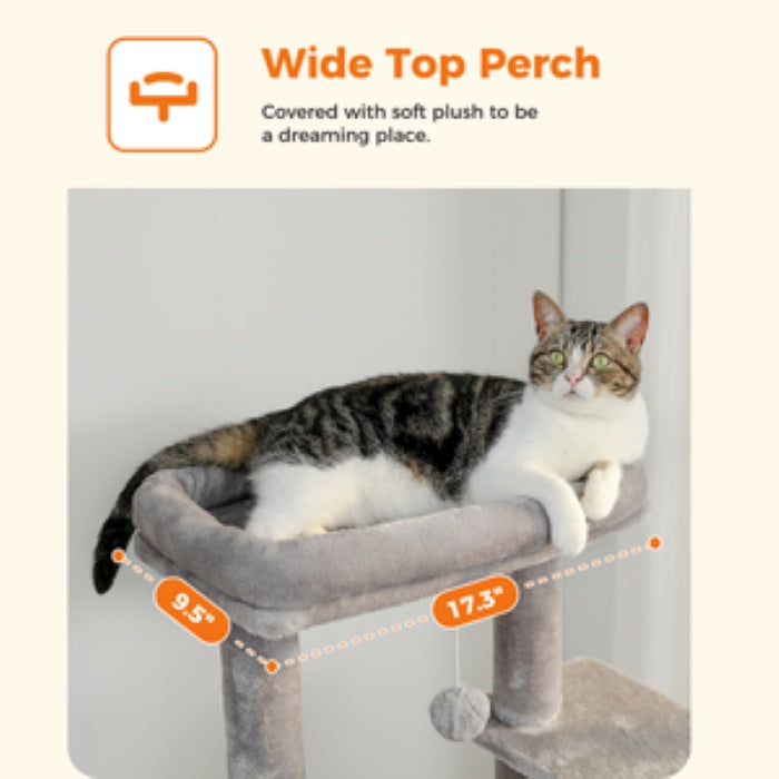 Arbre à chat d'intérieur PAWZ Road 55 pouces avec poteaux à gratter en sisal en peluche