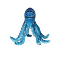 Load image into Gallery viewer, Close-up of a blue octopus plush cat toy with detailed tentacles and white polka dot accents against a white background
