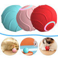 Load image into Gallery viewer, Three silicone cat toy balls in blue, pink, and red colors with cats playing around them
