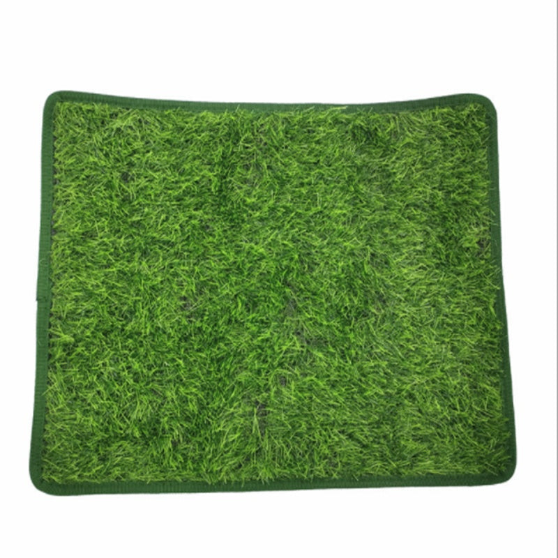 Single green artificial grass pet potty mat displayed flat on white background