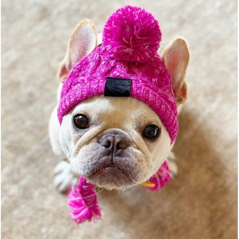 Wool Ball Thermal And Windproof Puffy Ball Knitted Dog Hat