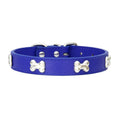 Load image into Gallery viewer, Orange PU leather dog collar with silver bone studs
