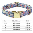Load image into Gallery viewer, White floral collar with pink flowers and gold buckle with size chart
