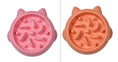 Load image into Gallery viewer, Side-by-side top view comparison of pink and orange slow feeder bowls
