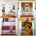 Cargar la imagen en la vista de la galería, Collage showing mesh safety gate used in various areas including doorway, porch, kitchen, and nursery with babies and dogs
