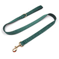 Load image into Gallery viewer, Green velvet leash with gold clasp and adjustable ring
